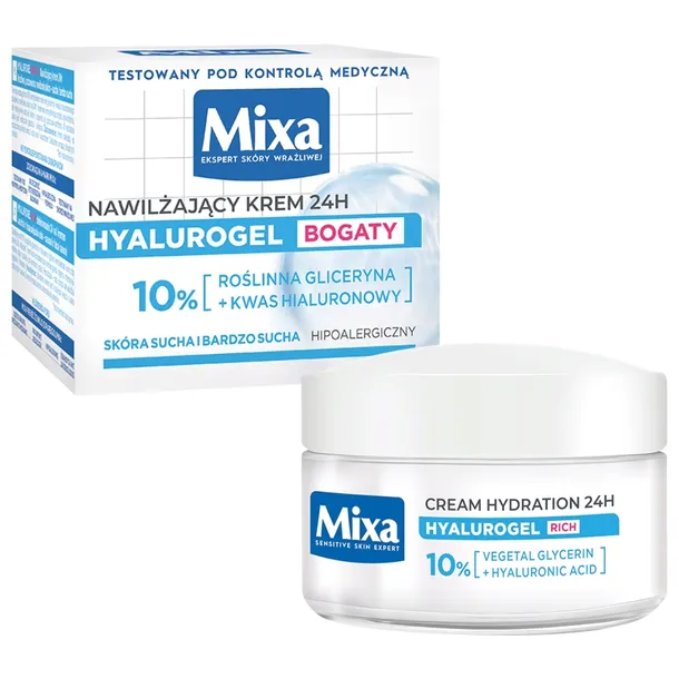 Mixa Hyalurogel Krem Intensywnie Nawilżający 24h Dla Suchej Skóry 50ml