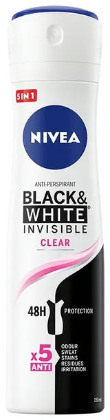 NIVEA BLACK & WHITE INVISIBLE CLEAR ANTYPERSPIRANT w SPRAYu 150 ml