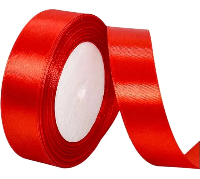 Wstążka Satynowa 25 mm 32 mb CZERWONA TASIEMKA tasiemki wstążki