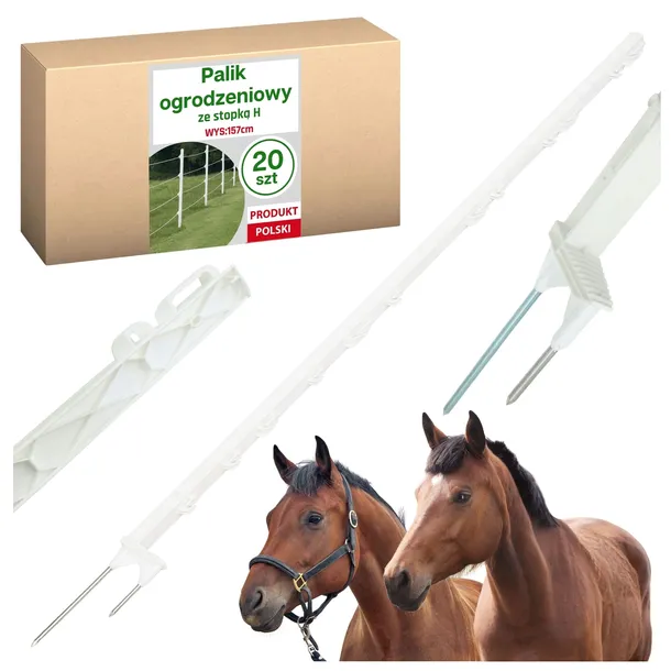 Zestaw 20x Paliki 157cm Słupki do Ogrodzenia Pastucha Dla Koni Bydła Słupek