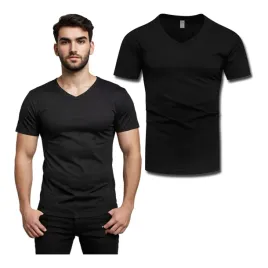 koszulka-meska-t-shirt-meski-v-neck-rozm-l-bawelniana-bez-nadruku-czarna