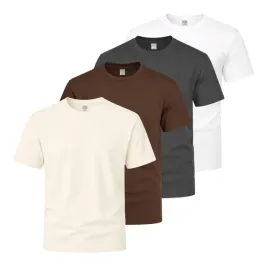 koszulka-meska-t-shirt-zestaw-4-komplet-bawelna-krem-braz-biala-grafit-xl