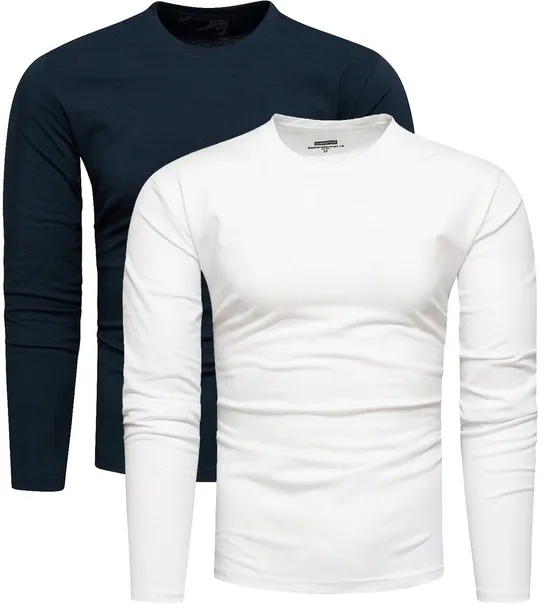2-pak zestaw basic męskich longsleeve granat/biały - L