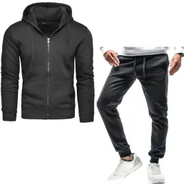 dres-meski-komplet-czarny-bluza-rozpinana-z-kapturem-spodnie-joggery-l