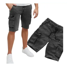 krotkie-spodenki-meskie-grafitowe-jeansowe-cargo-pas-z-gumka-krotkie-s