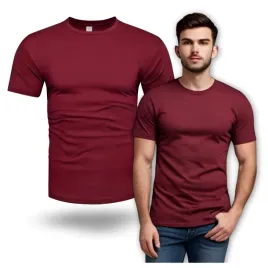 koszulka-meska-t-shirt-meski-premium-r-s-bawelniana-bez-nadruku-bordowa