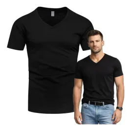 t-shirt-v-neck-w-serek-koszulka-meska-czarna-bawelniana-bez-nadruku-m