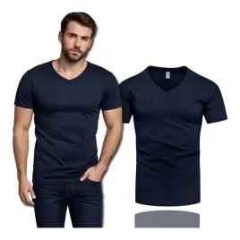 koszulka-w-serek-meska-t-shirt-meski-bez-nadruku-100percent-bawelna-granatowy-s-2