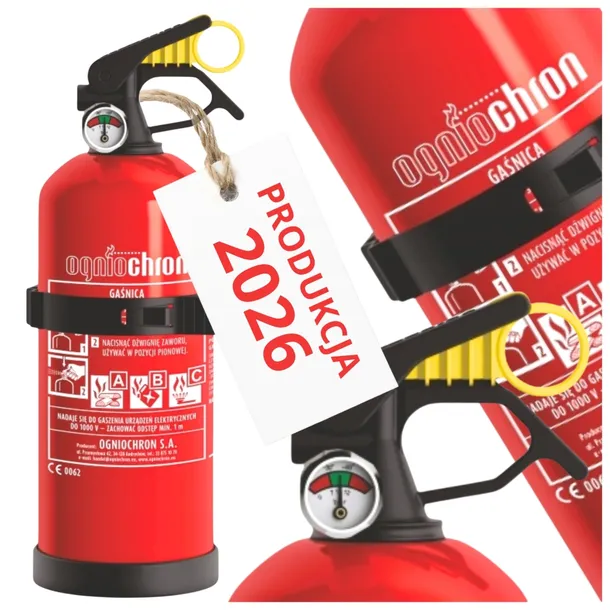 Gasnica samochodowa 1kg z uchwytem ABC z manometrem OGNIOCHRON 2026