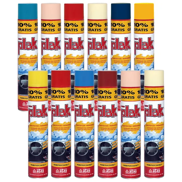 PLAK do kokpitu 750ml nabłyszczający spray preparat ZESTAW 12 sztuk