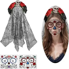 zestaw-halloween-sugar-skull-opaska-welon-tatuaz-na-twarz-czaszka-roze