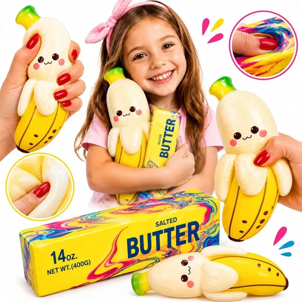 GNIOTKI ANTYSTRESOWE GNIOTEK ANTYSRES BANAN MASŁO ZESTAW 2 SZT