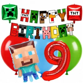 balony-dekoracje-scianka-zestaw-balonow-na-9-urodziny-game-tnt-pixel
