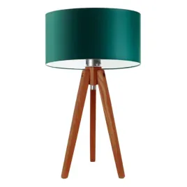lampka-nocna-biurkowa-drewniana-stolowa-zielona-trojnog-z-abazurem-led-e27