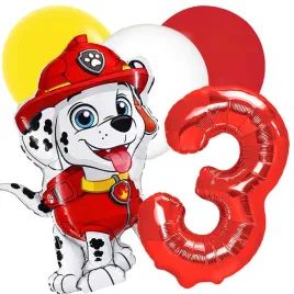 balony-urodzinowe-3-urodziny-marshall-psi-patrol-paw-patrol-5-szt