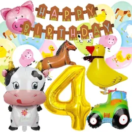 dekoracje-balony-zestaw-balonow-na-4-urodziny-farma-wies-kaczka-kon-19-szt