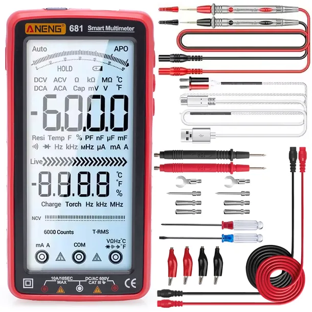 Miernik Uniwersalny Multimetr cyfrowy Aneng 681 PRO tester NCV Auto + kable