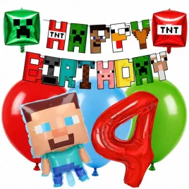 balony-dekoracje-scianka-zestaw-balonow-na-4-urodziny-game-tnt-pixel
