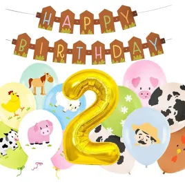 balony-farma-wies-na-2-urodziny-zestaw-14szt-zwierzatka