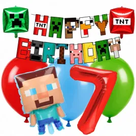 balony-dekoracje-scianka-zestaw-balonow-na-7-urodziny-game-tnt-pixel