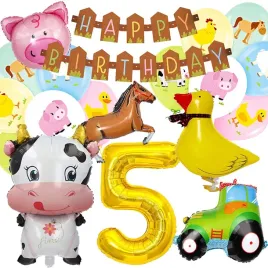dekoracje-balony-zestaw-balonow-na-5-urodziny-farma-wies-kaczka-kon-19-szt