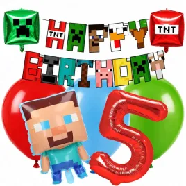 balony-dekoracje-scianka-zestaw-balonow-na-5-urodziny-game-tnt-pixel