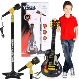 muzyczna-gitara-dla-dzieci-elektryczna-z-melodiami-mikrofon-na-statywie