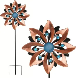 podwojny-wiatrak-ogrodowy-metalowy-145-cm-ozdoba-kwiatowa-odstraszacz