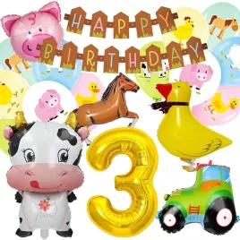 dekoracje-balony-zestaw-balonow-na-3-urodziny-farma-wies-kaczka-kon-19-szt