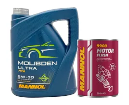 olej-5w30-5l-molibden-ultra-zielony-mannol-plukanka-motor-flush-300ml