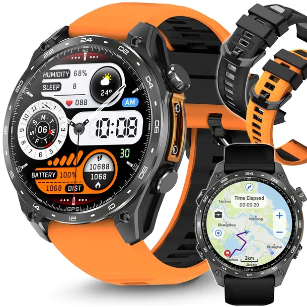 Smartwatch Męski Zegarek GPS MAPY 4GB AMOLED IP68 Rozmowy SMS Sport MENU PL