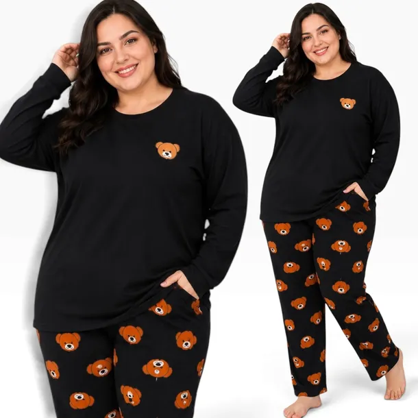 PIŻAMA DAMSKA MORELLA PLUS SIZE DŁUGIE SPODNIE 100% BAWEŁNA