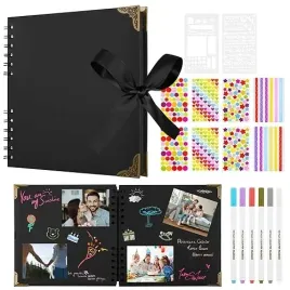 album-fotograficzny-do-ozdobienia-czarny-scrapbooking-ksiega-gosci-naklejki