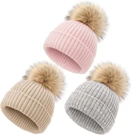 czapki-zimowe-dla-niemowlat-z-pomponem-dzianinowe-3-pack-bez-szary-roz