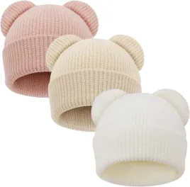 czapka-zimowa-niemowleca-z-uszami-misia-rozmiar-0-6-miesiecy-3-szt