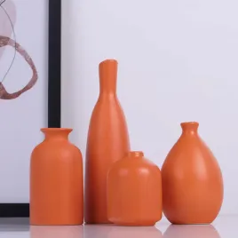 zestaw-4-pomaranczowych-wazonow-ceramicznych-nowoczesny-do-domu-i-biura