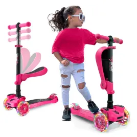 hurtle-scootkid-hulajnoga-trojkolowa-dziecieca-led-skladana-rozowa