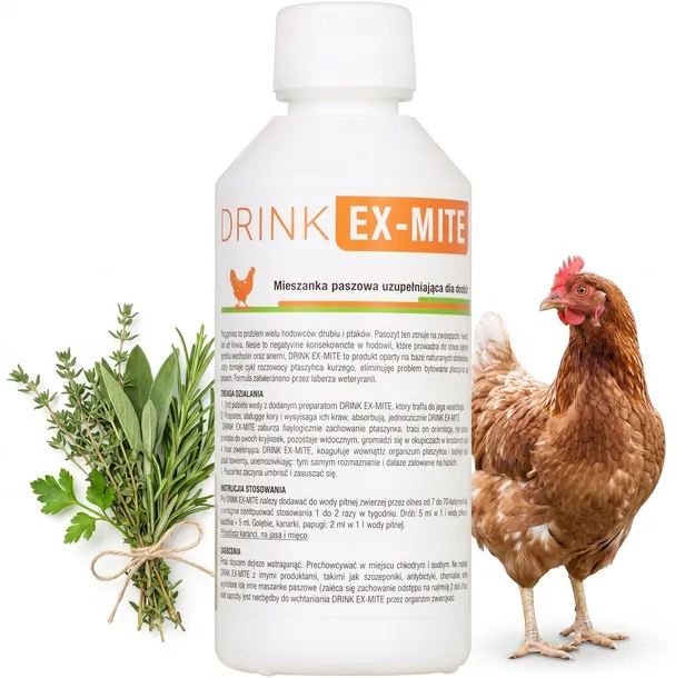 Preparat zwalczający ptaszyńca kurzego DRINK EX-MITE 1000 ml dla drobiu