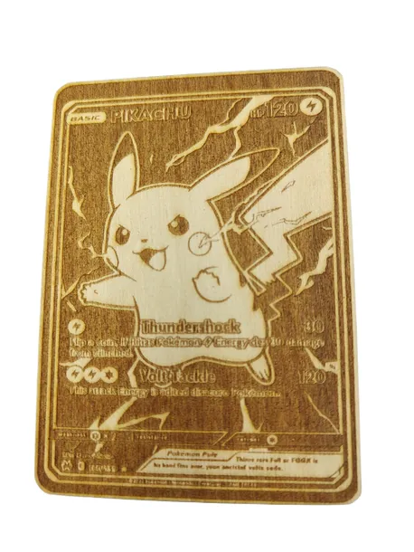 Karta Pokemon Pikachu grawerowana sklejka 10x7,2 cm kolekcja