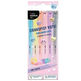 cienkopisy-kotki-6-kolorow-kidea-do-biura-szkoly