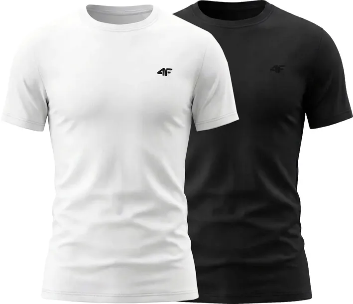 4F KOSZULKI MĘSKIE 2-PAK T-SHIRT BAWEŁNIANE BIAŁA CZARNA SLIM M3340 r. L