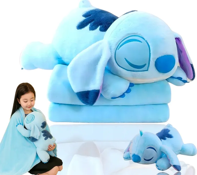 DUŻA MASKOTKA ŚPIĄCY STITCH PODUSZKA KOCYK LILO I STICH PLUSZAK PRZYTULANKA