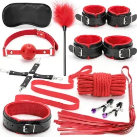fetish-fever-bondage-set-10-pieces-red-black