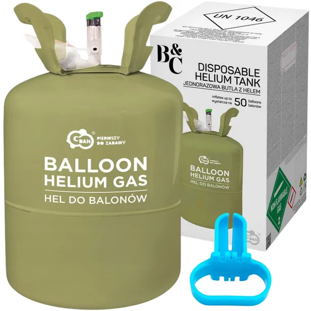 BUTLA Z HELEM XXL NA 50 BALONÓW GAZ HEL + REDUKTOR + WIĄZADEŁKO DO BALONÓW