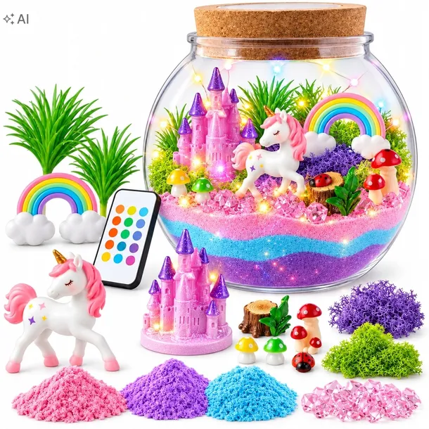 TERRARIUM DLA DZIECI JEDNOROŻEC AKWARIUM ZABAWKA EDUKACJA LAMPKA NOCNA G132