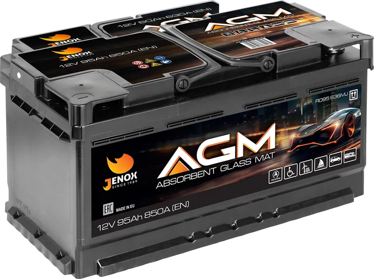 AKUMULATOR 12V JENOX AGM 95AH 850A P+ GWARANCJA 3 LATA-2026 RADOM
