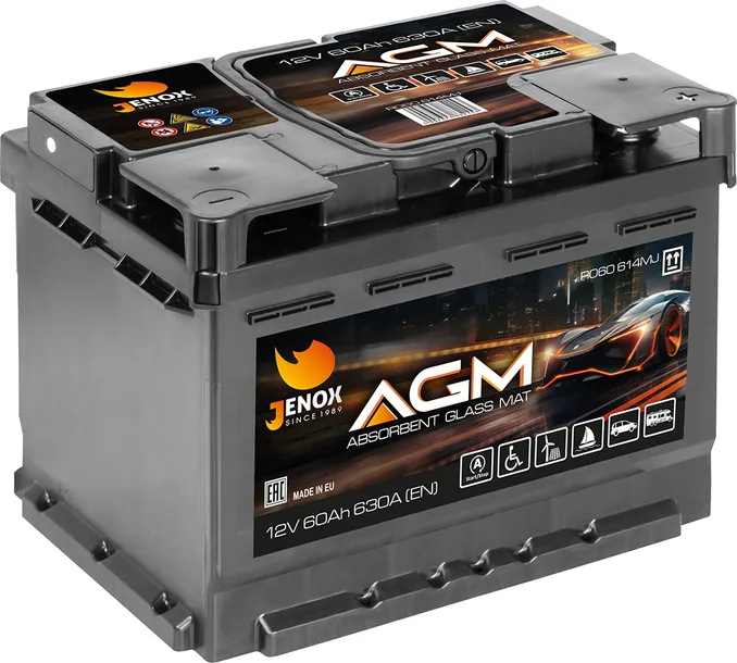 AKUMULATOR 12V JENOX AGM 60AH 630A P+ GWARANCJA 3 LATA-2026 RADOM