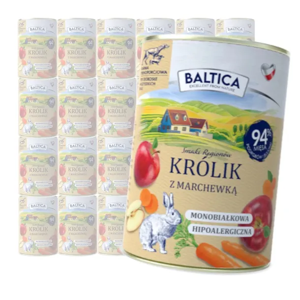 Baltica Królik z Marchewką 24x400g Monoproteinowa Hipoalergiczna Bezzbożowa