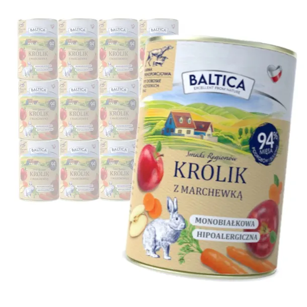 Baltica Królik z Marchewką 12x400g Monoproteinowa Hipoalergiczna Bezzbożowa