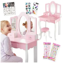 duza-rozowa-drewniana-toaletka-dla-dziewczynki-dzieci-kinderplay-naklejki